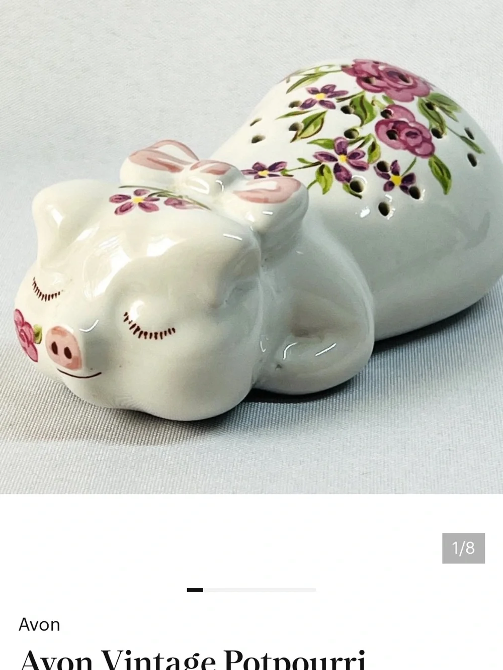 50%offw❤️ Vintage Avon Pig Floral Sachet dispenser Pink 1978